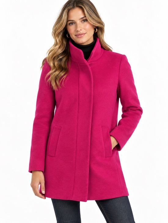 J. Crew Jackets & Blazers - J.Crew City Coat Fuchsia Pink Wool Blend Stand Collar Hidden Button Women’s 2